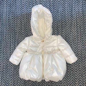 Baby Girl Bubble Coat in White Ivory 3-6 Months